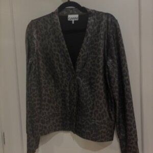 NWOT GANNI Women's Black and Green Cardigan